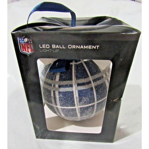 NFL Dallas Cowboys LED Ball Ornament Glitter Plaid Team Sports America - Picture 4 of 6